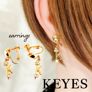 KEYES イヤリング カナダ製　ヴィンテージ  キーズ アルファベット　K　22KTゴールドプレート earrings