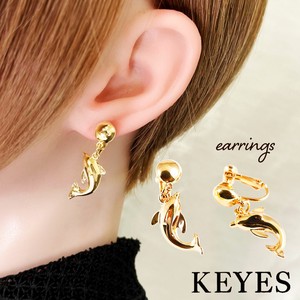 KEYES イヤリング カナダ製　ヴィンテージ  キーズ イルカ　22KTゴールドプレート earrings