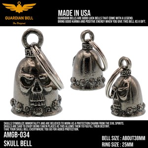 ガーディアンベル　USA　スカル　バイカー　キーホルダー　お守り　ラッキーベル　アメリカン