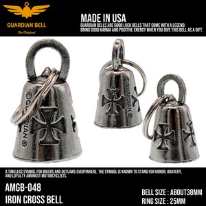 ガーディアンベル　USA　アイアンクロス　バイカー　キーホルダー　お守り　ラッキーベル　アメリカン