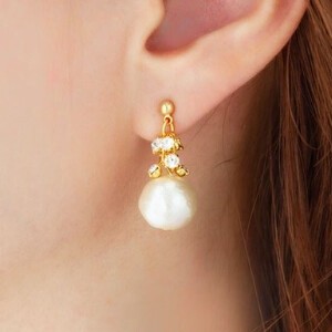 耳夹 棉 宝石 珍珠 简洁 正装 日本制造