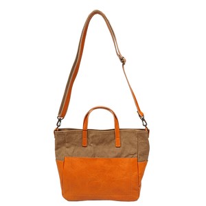 Shoulder Bag Cattle Leather Canvas 2-way Made in Japan
