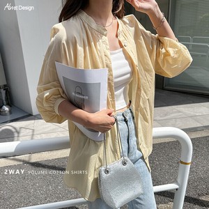 バンドカラー ボリューム袖 長袖 シャツ ブラウス