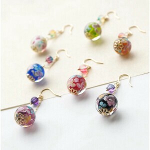 【日本製】とんぼ玉ピアス【新色追加】