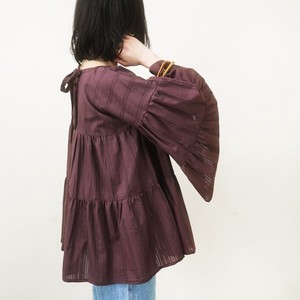 Button Shirt/Blouse Cotton Dobby Tiered