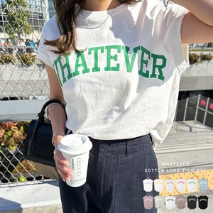 ロゴプリント コットン天竺 ラウンドヘム フレンチスリーブ Tシャツ