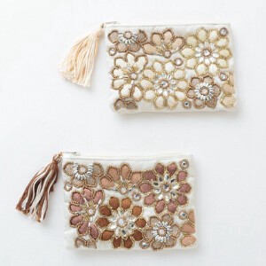 Pouch Mini Flat Pouch Embroidered M