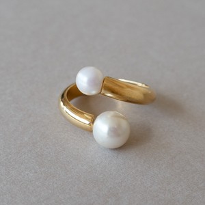 Gold-Based Ring Pearl Asymmetrical Rings Jewelry Formal Simple Made in Japan