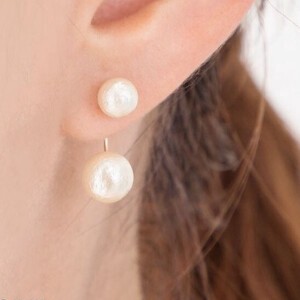 Pierced Earring Gold Post Pearl Formal Cotton Made in Japan