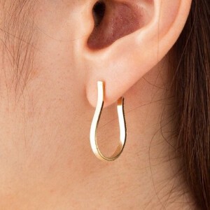 金耳针耳环 变形 无镍 哑光 宝石 日本制造
