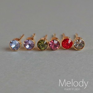 "Oshikatsu Item" Pierced Earrings Gold Post Jewelry Rhinestone Made in Japan
