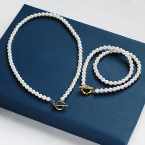 Gold Chain Pearl Necklace 2-way Jewelry Formal 40cm Made in Japan