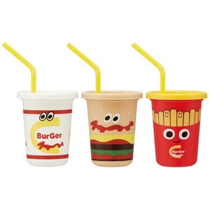 タンブラー230ml 3個セットバーガーコンクス ミックス ストロー付きスケーターSIH2ST