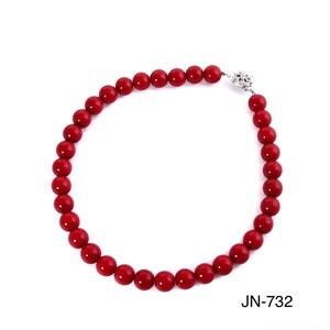 日本製　赤玉（血赤）ネックレス（12mm玉）【赤珊瑚風】