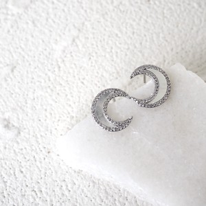 [Sterling silver]Silver moon pierce