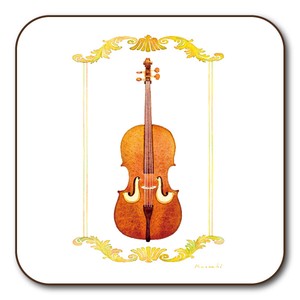 コースター 山田和明 「さえずり」 水彩画 バイオリン