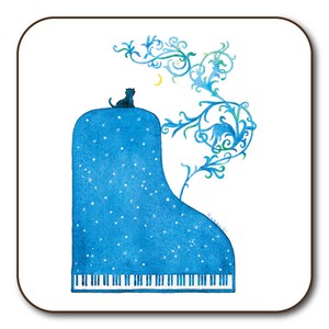 コースター 山田和明 「夜の樹」 水彩画 ピアノ