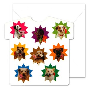 グリーティングカード 多目的 フォトマニーTシャツ「犬」動物 イラスト カットアウト加工