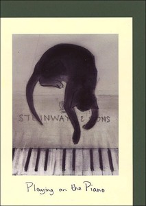 グリーティングカード 多目的 ドビュッシー＆ル・シャノワールシリーズ 「ピアノを弾く」 イラスト