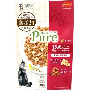 ［日本ペットフード］コンボ ピュア キャット 15歳以上 まぐろ味・鶏肉・かつお節添え 200g