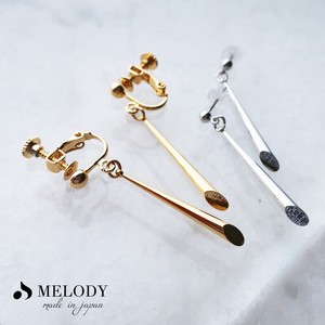 Clip-On Earrings Gold Post Earrings Long Jewelry Made in Japan