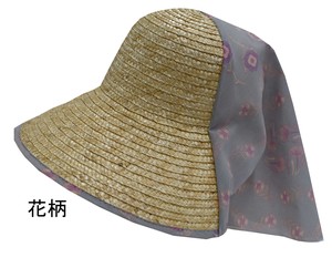 紫外線対策　【3枚組カラーセット】ガーデニングハット 麦わら帽子(後ろ布）フード型113