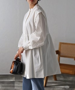 Button Shirt/Blouse Tunic Stand-up Collar