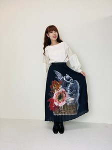 Skirt Pleats Skirt Flower Print