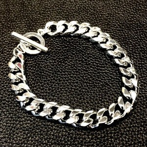 9.8mm喜平チェーンブレスレット　シンプル　シルバーアクセサリー　ユニセックス