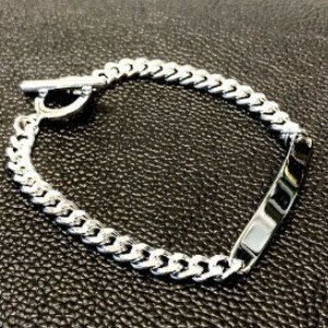 プレート＆喜平チェーンブレスレット　シンプル　シルバーアクセサリー　ユニセックス