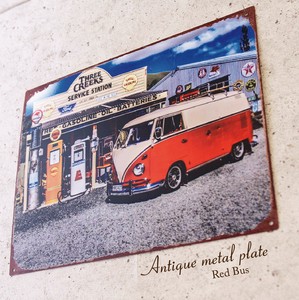 アンティークメタルプレート［Red Bus］