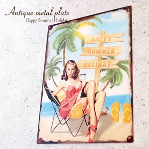 アンティークメタルプレート ［Happy Summer Holiday］
