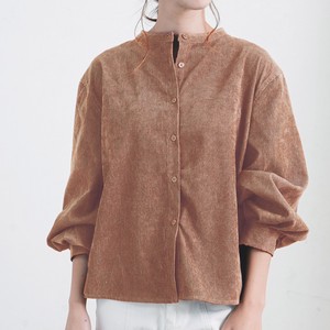 Button Shirt/Blouse Voluminous Sleeve Band Collar Autumn/Winter