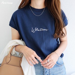 T-shirt/Tee French Sleeve Cotton Embroidered