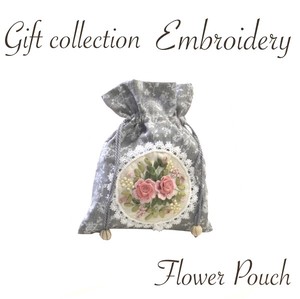 化妆包 刺绣 女士 轻量 束口袋 礼盒/礼品套装 化妆 和风图案 立即发货 花卉图案