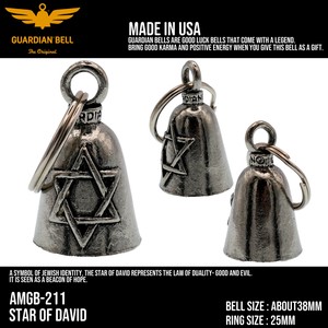 ガーディアンベル　USA　六芒星　バイカー　キーホルダー　お守り　ラッキーベル　アメリカン
