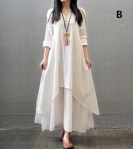 2022 A/W Fake Band Loose Cotton Long Sleeve One-piece Dress 4 4