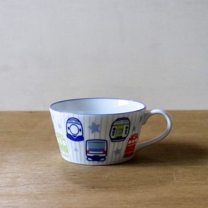 TRAIN Face Soup Cup Mino Ware Kids Plates Mug Kids Made in Japan Japanese Plates Pottery