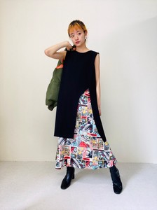Print Book Skirt One-piece Dress