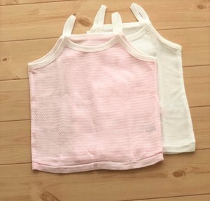 Camisole/Tank Pink Plain Color Mesh Border 2-pcs pack Made in Japan