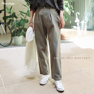 Full-Length Pant High-Waisted Twill Waist Cotton Wide Pants