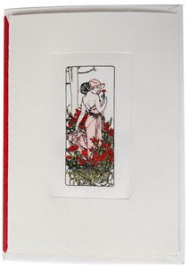 グリーティングカード 輸入 ミュシャ Carnation チェコ製　銅版印刷 手彩仕上げ