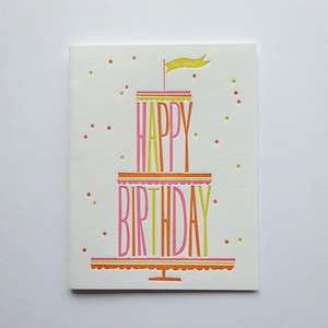 Greeting Card Imports Made in USA Letter Press Print Birthday Birthday Cake 777
