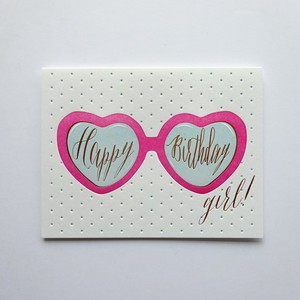 Greeting Card Imports Made in USA Letter Press Print Birthday Birthday Sunglass Eyeglass