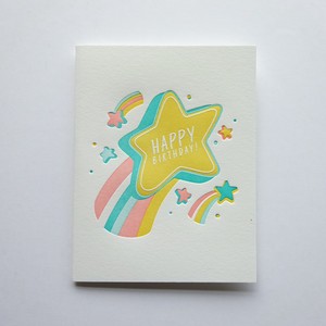 Greeting Card Imports Made in USA Letter Press Print Birthday Birthday Shooting Star Star