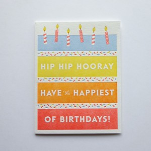 Greeting Card Imports Made in USA Letter Press Print Birthday Birthday Cake 9 5 7