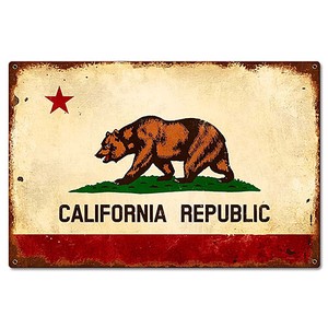 【スティールサイン】【ルート 66 ＆ ストリート】California Flag PT-PTS-380