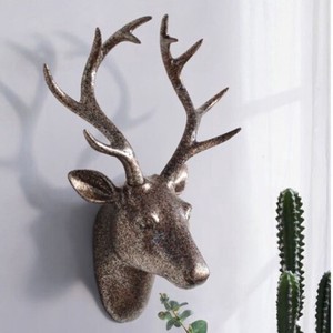 鹿の壁掛けオブジェ 置物 アニマルヘッド インテリア 3D インパクト 飾り 壁飾り0814#STL845
