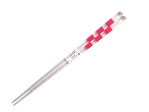 Chopsticks Pink Border Clear 23cm
