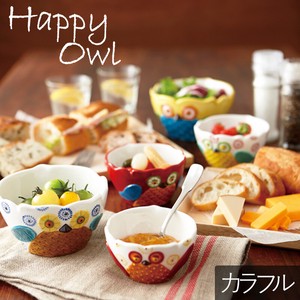 Donburi Bowl Colorful Pottery Owls